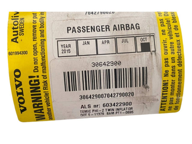 Подушка безопасности пассажира 30642900, 603422900   Volvo XC90