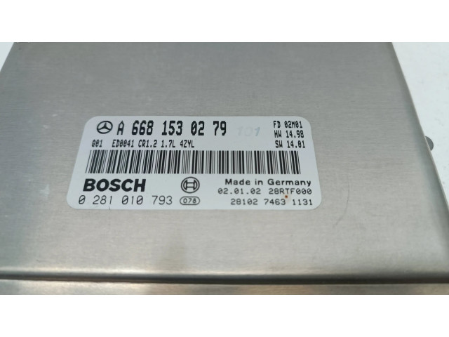 Řídící jednotka A6681530279, 0281010793 Mercedes-Benz A W168 2001
