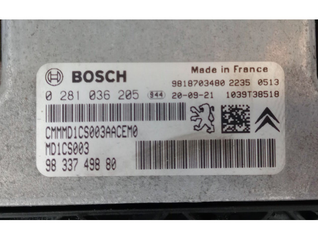 Řídící jednotka 0281036205, 9833749880 Peugeot 2008 II 2020