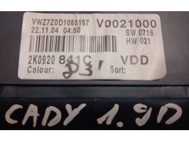 Панель приборов V0021000, 2K0920841C   Volkswagen Caddy       