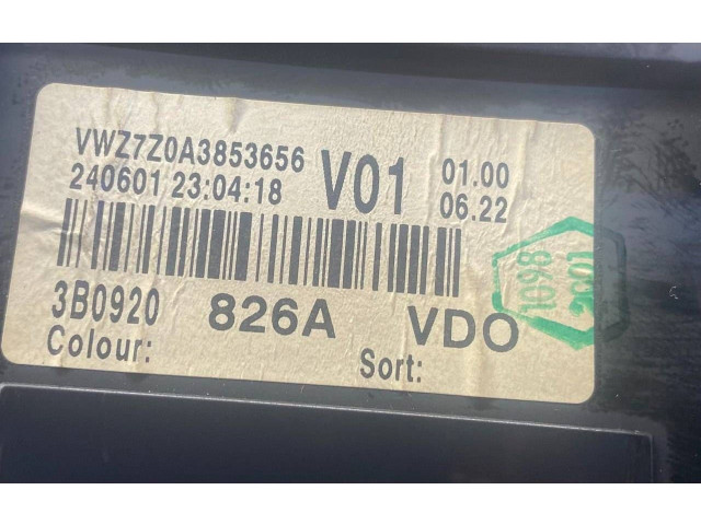 Přístrojová deska Volkswagen PASSAT B5.5 2003 3B0920826A, VWZ7Z0A3853656