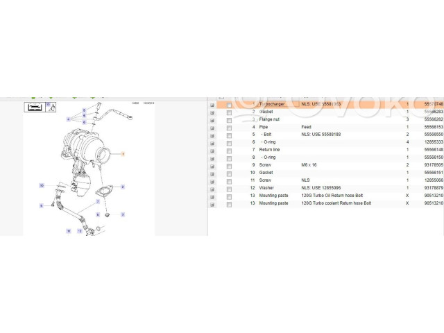  Турбина Saab 9-5  55570748, 55581063   для двигателя A 20 DTH      