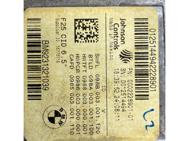 Дисплей 9231321039, 0012514494 BMW X3 F25