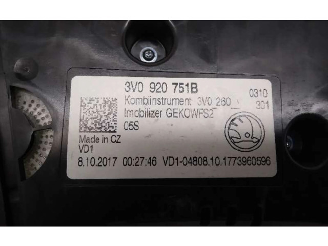 Панель приборов 3V0920751B   Skoda Superb B8 (3V)       