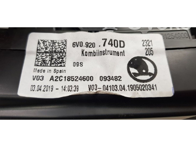 Панель приборов 6V0920740D, 6V0920740D Skoda Fabia Mk3 (NJ)