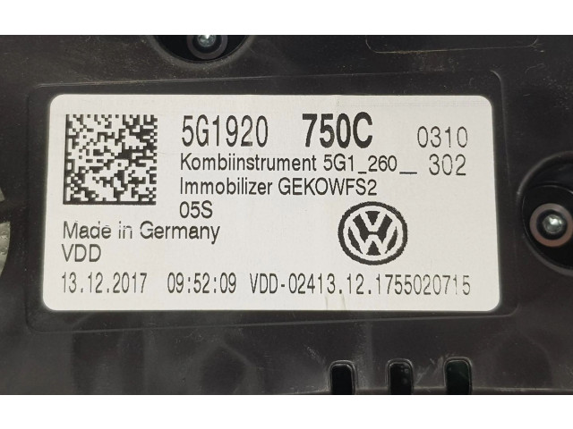 Панель приборов 5G1920750C, 5G1920750C   Volkswagen Golf VII       