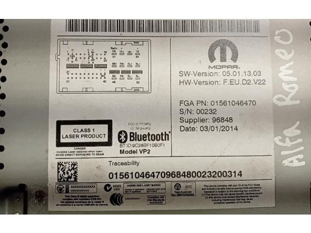 Радио/ проигрыватель CD/DVD / навигация 01561046470, 01561046470 Alfa Romeo Giulietta