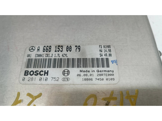 Řídící jednotka A6681530079, 0281010752 Mercedes-Benz A W168 2002