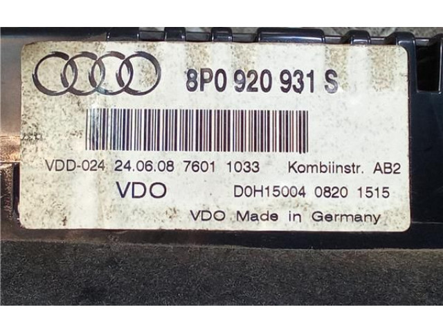 Панель приборов 8P0920931S, 110080390001 Audi A3 S3 8P