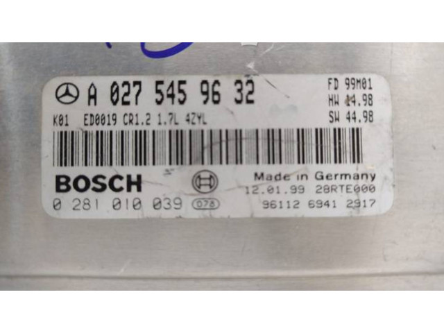 Блок управления двигателя A0275459632, 28RTE000 Mercedes-Benz A W168