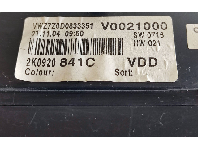 Панель приборов V0021000, VWZ7Z0D0833351 Volkswagen Caddy