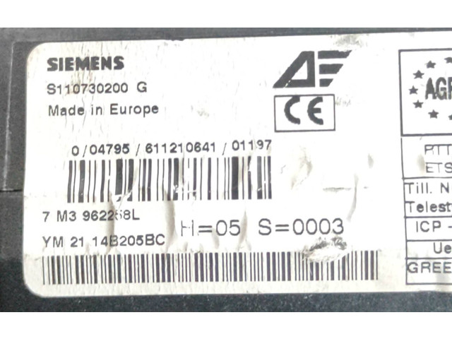 Pojistková skříňka S110730200G, 7M3962258L Volkswagen Sharan 2005