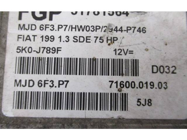 Řídící jednotka 51781564, 5K0-J789F Fiat Grande Punto 2008