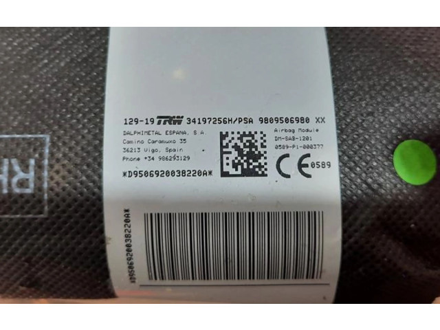 Подушка безопасности в сиденье 9809506980   Peugeot 5008 II