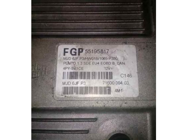 Блок управления двигателем Блок управления 55195817 Fiat Grande Punto