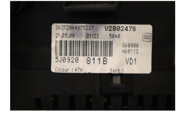 Панель приборов 5J0920811B Skoda Fabia Mk2 (5J)