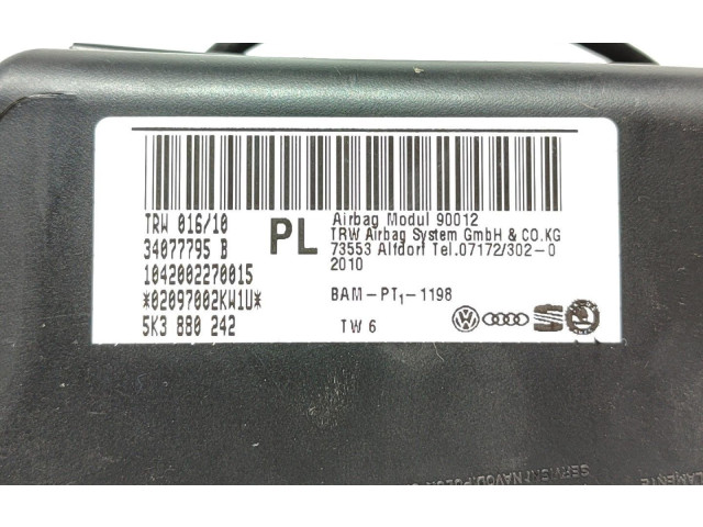 Подушка безопасности в сиденье 5K3880242, 34077795B Volkswagen Golf VI