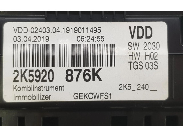 Přístrojová deska  Volkswagen Caddy 2019 2K5920876K, 2K5920876K  