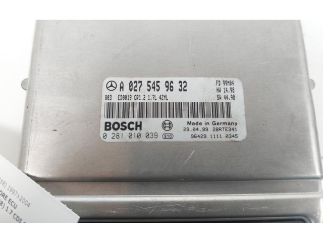 Блок управления двигателя 0281010039, 0281010039 Mercedes-Benz A W168