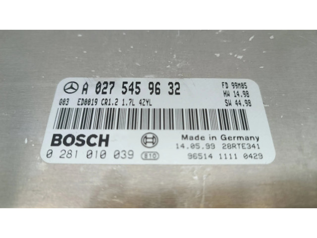 Блок управления двигателя A0275459632, 28RTE341 Mercedes-Benz A W168