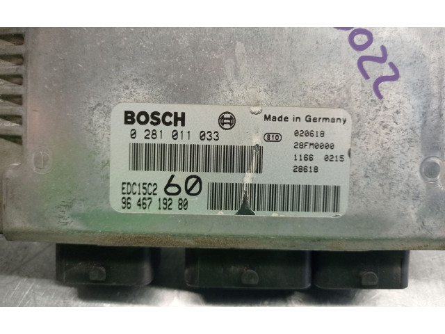 Блок управления двигателя 9646719280, 0281011033   Lancia Phedra