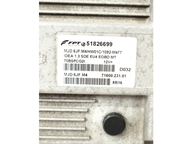 Блок управления двигателя 51826699, 188A9000   Fiat Idea