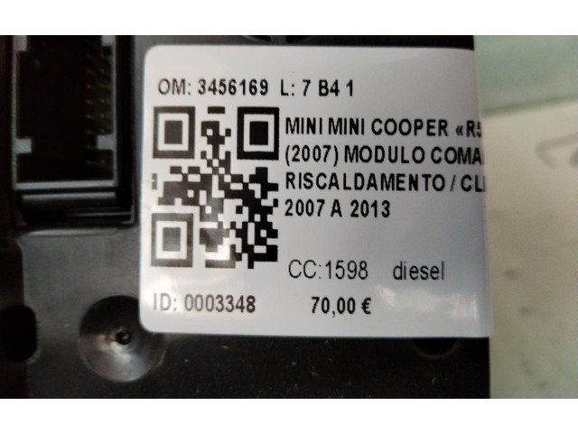 Steuergerät Klimaanlage 3456169, 3456169 Mini One - Cooper Coupe R56
