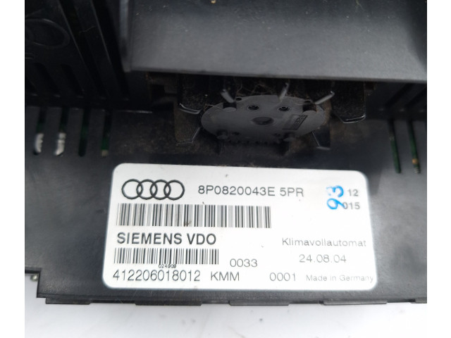 Блок управления климат-контролем 8P0820043E, 412206018012   Audi A3 S3 8P