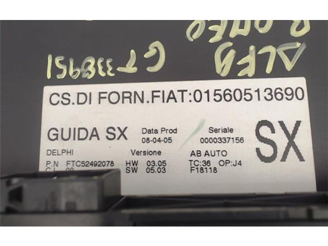 Блок управления климат-контролем 01560513690 Alfa Romeo GT