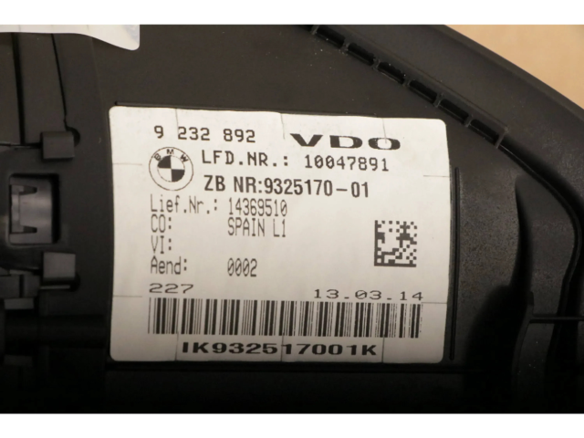Панель приборов 9232892, 9325170   BMW 1 F20 F21       