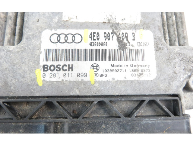 Řídící jednotka 0281011099, 4E0907409B   Audi A8 S8 D3 4E 2004