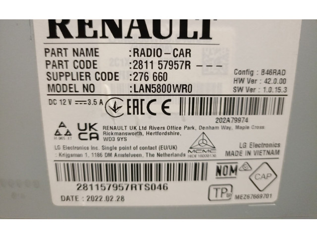 Дисплей    LAN5800WR0, 281157957R   Dacia Lodgy