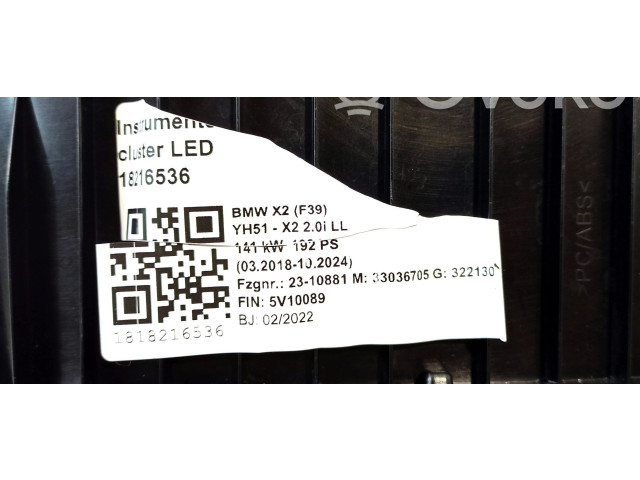 Přístrojová deska BMW X2 F39 2022 027358, 62105A3B657