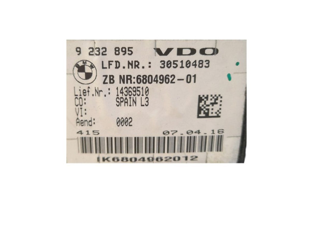 Přístrojová deska BMW 3 F30 F35 F31 2016 9232895