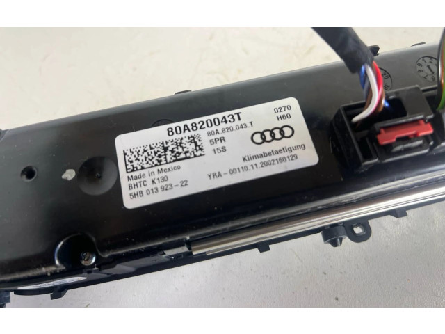Блок управления климат-контролем 80A820043T, 5HB01392322 Audi Q5 SQ5