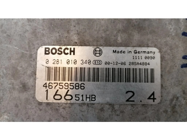 Блок управления двигателя 0281010340, 46759586 Alfa Romeo 166