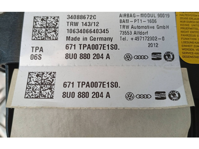 Подушка безопасности пассажира 8U0880204A, 34088672C Audi Q3 8U