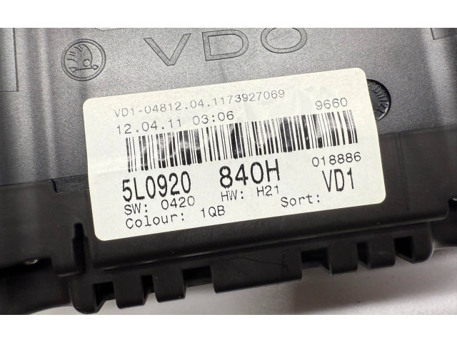 Спидометр (приборный щиток) 5L0920840H Skoda Yeti (5L)