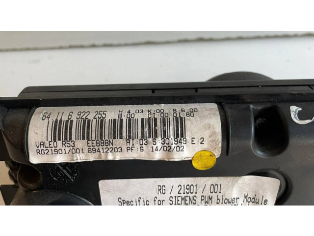 Блок управления климат-контролем 6922255, 69412203 Mini Cooper Hatch Hardtop