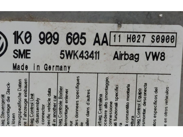 Блок подушек безопасности 1K0909605AA, 5WK43411 Skoda Octavia Mk2 (1Z)