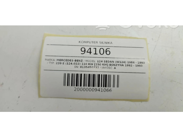 Turbodmychadlo Блок управления двигателем ECU Mrcedes-Benz E W124