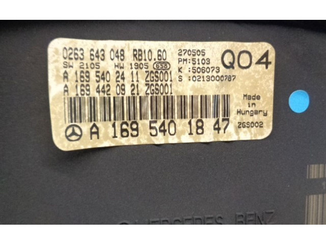 Панель приборов A1695401847, 0263643048 Mercedes-Benz A W169