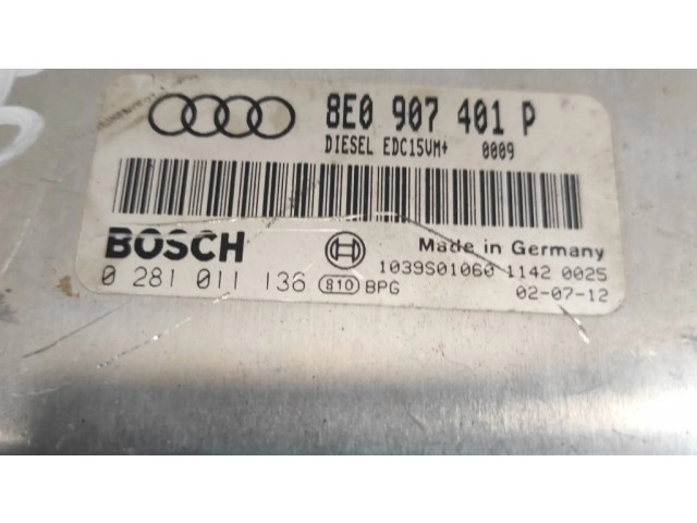 Řídící jednotka 8E0907401P, 0281011136 Audi A4 S4 B6 8E 8H 2003