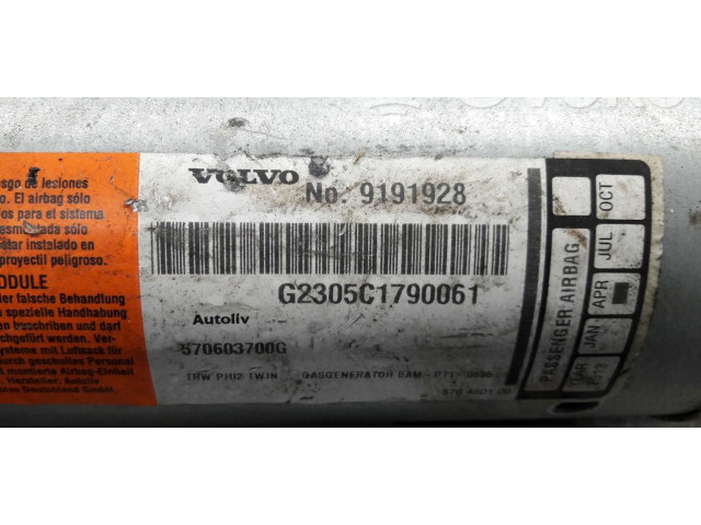Подушка безопасности пассажира 9191928 Volvo S60