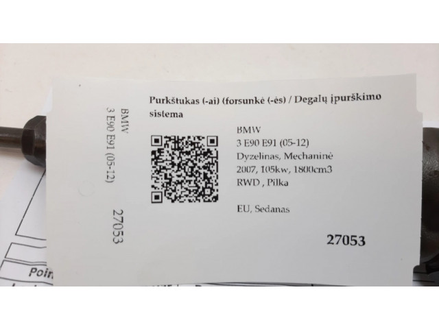 Vstřikovač 7798446, 0445110289 BMW 3 E90 E91 pro naftový motor 1.8 N47D20A