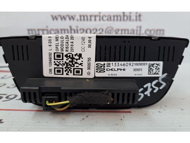 Блок управления климат-контролем 13346092, 13346092   Opel Meriva B