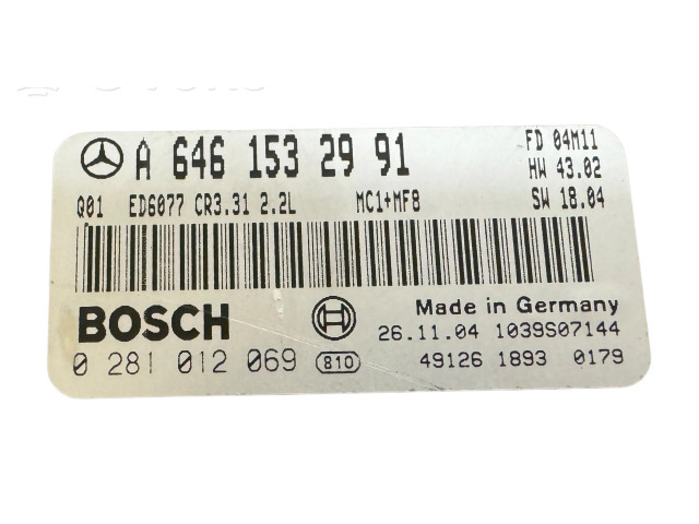 Řídící jednotka A6461532991, 1039S07144 Mercedes-Benz Vito Viano W639 2005