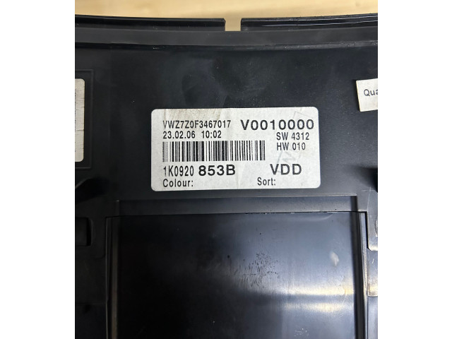 Панель приборов 1K0920853B, V0010000 Volkswagen Golf Plus
