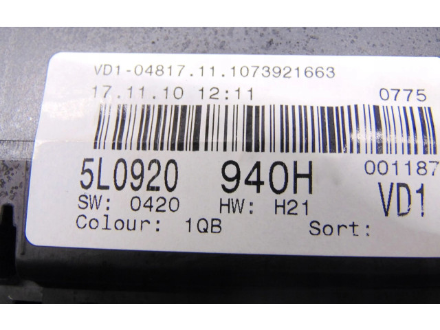 Панель приборов 5L0920940H Skoda Yeti (5L)