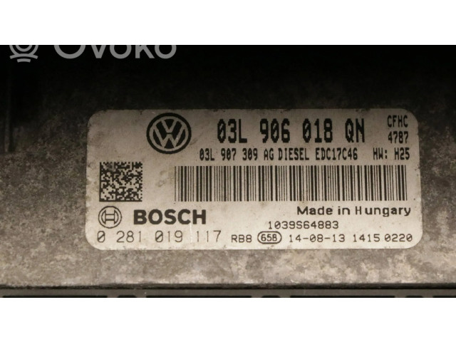 Блок управления двигателя 0281019117, 03L906018QN   Skoda Yeti (5L)
